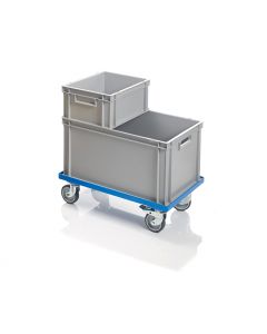 Budget Eco Blue Open Deck Transport Trolley with Rubber Wheels