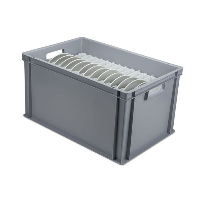 Dinner Plate Storage Box With Slotted Dividers
