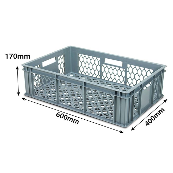 Buy 34 Litre Perforated Stacking Euro Crate 600x400x170mm Online Caterbox