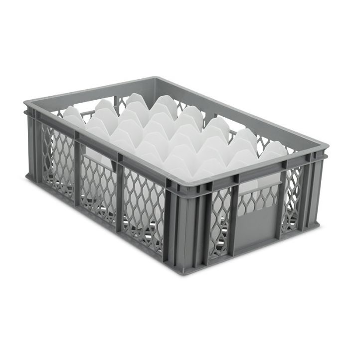 Ventilated Glass Crate with 24 Compartments Height 140mm