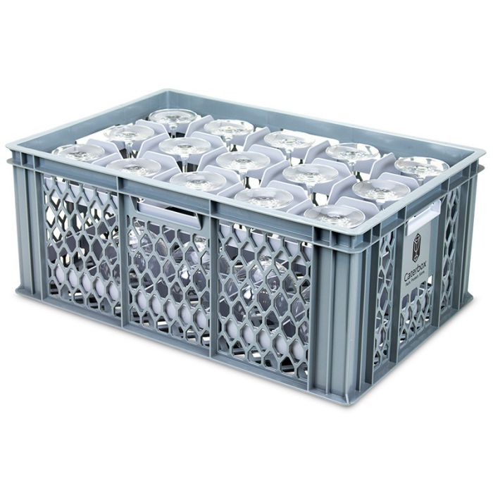 Stacking Euro Crate with Glassware Divider Insert 