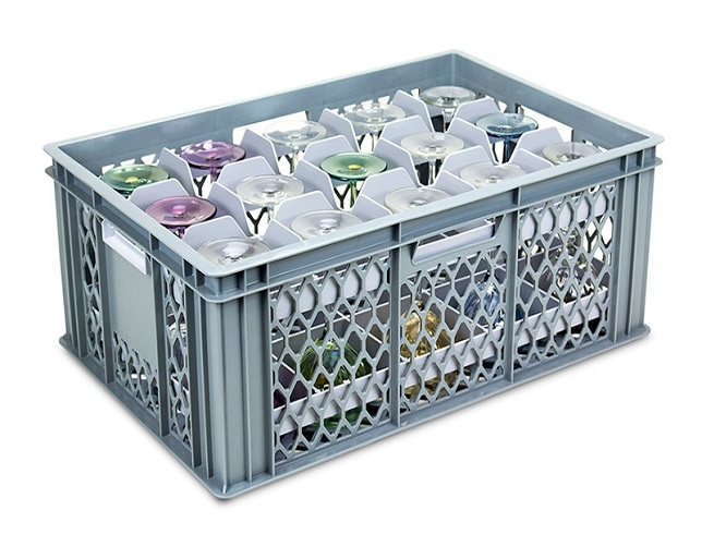 Glass Wash & Store Crates with Top & Bottom Dividers